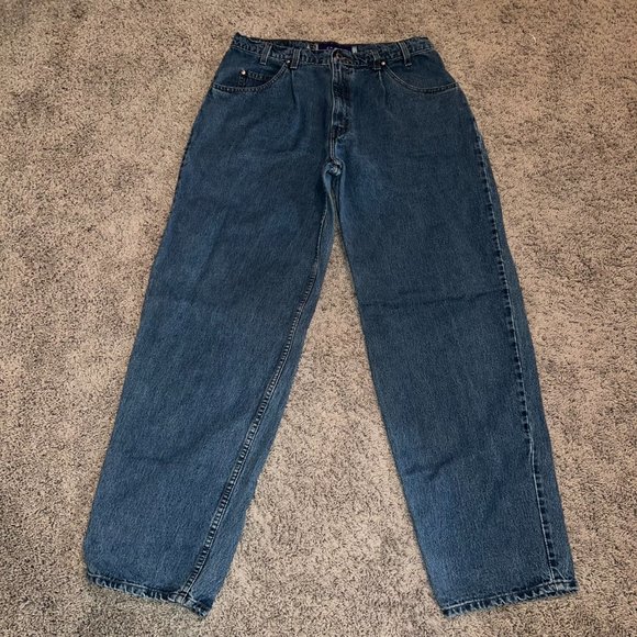 VTG Men's Levi's Silver Tab Purple Tag Baggy Light Blue Denim 36x33 Made in USA - Picture 2 of 10